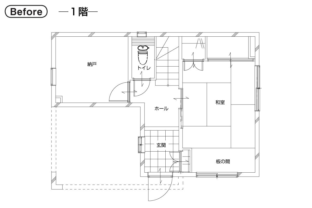 施工事例 吹田市片山町 ご主人のこだわった アウトドアリビングのある家 図面 1階Before